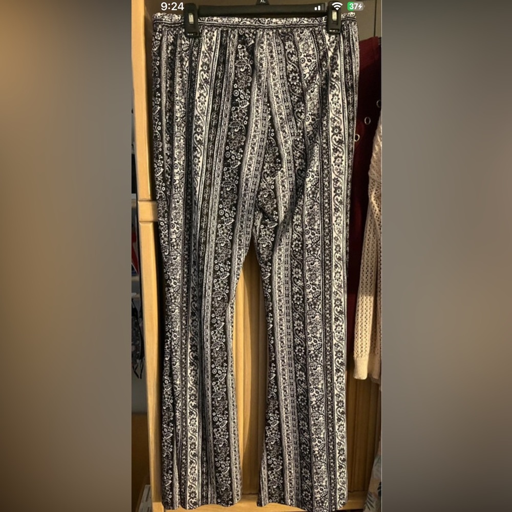 Floral Stripped Flare Pants